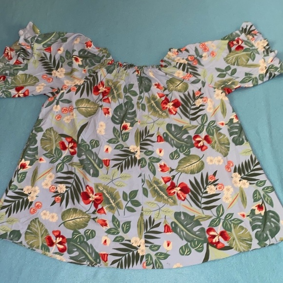 EASEL Anthropologie floral print ruffle flutter short sleeve pullover NEW size S - Picture 4 of 12